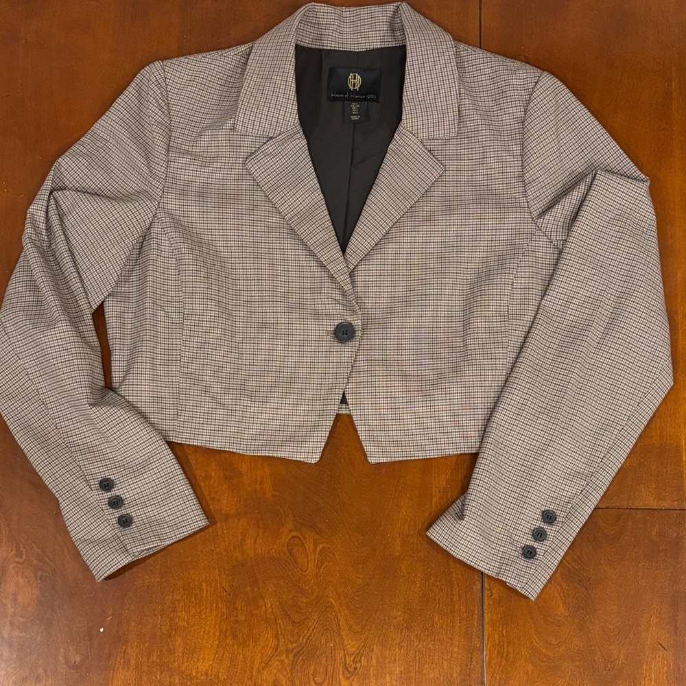 House of Harlow 1960 Women's Houndstooth‎ Cropped Blazer -Like New